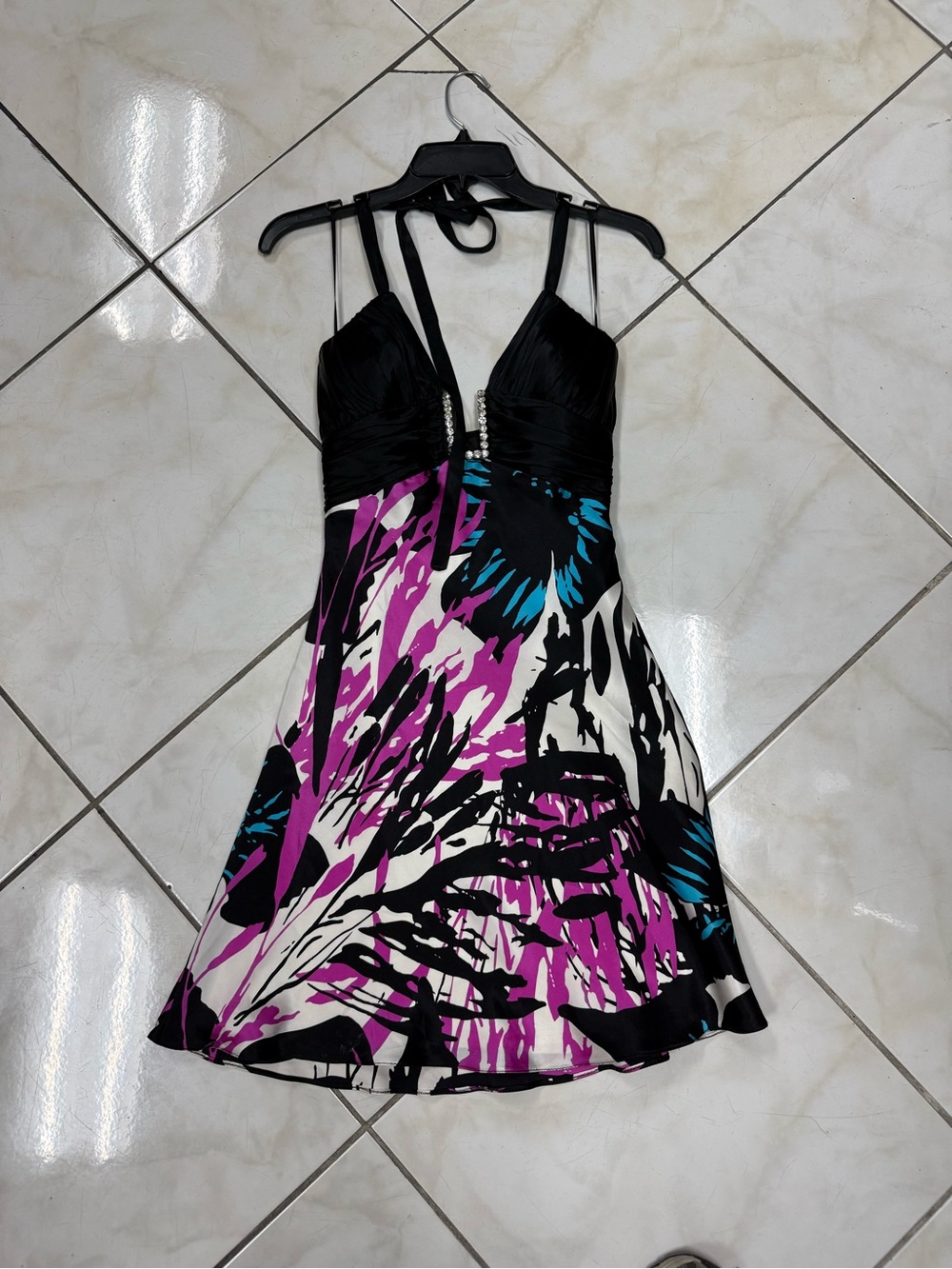 Vtg Cache Silk Mini Dress Halter Sz 2